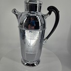 Vintage Farber Bros Krome Kraft Cocktail Shaker Hammered Chrome Bakelite Handle