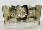 Doublesided Hand Painted 6 Panel Scenic Asian Tabletop Divider Fish Cranes Laque