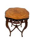 Antique French Square Table Entry Stand Floral Hand Cut Inlays And Fret Work
