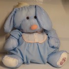 Vintage 1986 Fisher Price Puffalumps Blue Puppy Dog  8003 W romper Plush Great