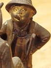 Antique Bronze Match Striker Holder Of Two Schoolboys With Cigars