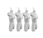 New  Female Dress Mannequin Form Hard Plastic   White With Hook For Hanging 4 pk