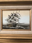Vintage Framed Original Oil Painting On Canvas  clipper Ship  By Rodgers