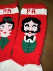 Pair Vtg Handmade Crocheted Stockings Ma Pa Mom Dad 70s Mcm 21    Christmas Countr