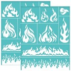  2pcs 8 6x11 Inch Fire Theme Self-adhesive Silk Screen Printing Flame Fire