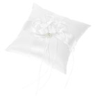 Ivory White Satin Flower Bowknot Bearer Pillow And Flower Girl Basket Set