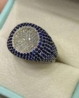 3ct Round Cut Lab-created Diamond Sapphire Men s Wedding 14k White Gold Fn Ring