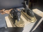Pair Of French Antique Brass Greyhound Sculptures