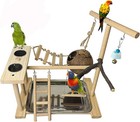 Parrots Playground Bird Play Stand Natural Wood Parrot Perch Gym Playpen Para   