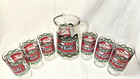 Vintage Coca-cola Stained Glass Ice Spout  Pitcher Set 6 Tumblers Retro Barware