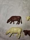 Vintage 1960s Marx Brown And Cream Cows Farm Animals Western Cowboy
