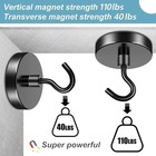 6 Pack 110 Lbs Magnetic Hooks Heavy Duty  Neodymium Magnet Hooks  Strong Black M