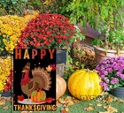 Happy Thanksgiving Garden Flag 12x18 Double Sided Turkey Fall Yard Decor