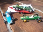 3x Cars Corgi Toys Diecast Lotus Climax Diecast Model Car Formula 1   2x Matchbo