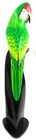 20  Wood Green Parrot Statue On Stand Carving Painting Head Art African Tropical