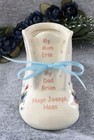 Personalized Antique White Ceramic Baby Shoe Bootie Keepsake Newborn Birthday