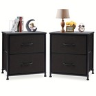 2 Pack Nightstand Dressers With Fabric Drawers Bedroom Storage Organizer Cabinet