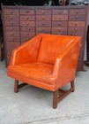 Vintage Leather Chair Mid Century Modern Danish Club Armchair