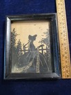 Vintage Crinoline Lady Silhouette 4 1 2x5 1 2  In Black Wood Frame Za