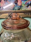 Vintage Planters Mr  Peanut Pennant Peanuts 5 Cent Pink Depression Glass Jar 12   