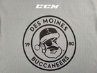Des Moines Buccaneers Jersey Youth  l xl  Gray Black Ccm Junior Hockey Shirt Sga