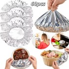 10-60pcs Reusable Aluminum Foil Food Covers Heat Insulation Bowl Pot Lids