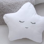 Decorative Pillows Set For Kids Room - White Star  Grey Furry Plush Decor