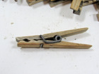 Lot Of 125  Vintage  Wood Clothes Pins High Tension Springs Hardwood Decor   p25