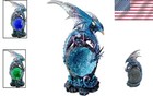 Gothic Blue Dragon On Sparkling Cave Led Statue - Perfect For Home Decor  8 5  H