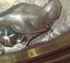 Antique Brass Art Tray Dated 1905 Trinket Dish Children Feeding Chicken   Chicks