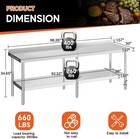 30x96in Stainless Steel Table  Kitchen Prep Table With Adjustable Undershelf