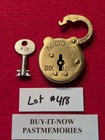 Corbin  midget Six Lever  Brass Padlock W  Key   Antique Vintage Lock Lot  418