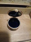 Limoges Castel France 22k Gold Flowers Cobalt Blue Round Trinket Pill Box Clasp
