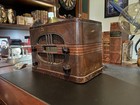 Vintage General Electric Ge Art Deco Wood Tube Radio 1930s Hums For Repair