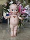 Large Antique 9 In Rose O neill Bisque Kewpie Signed W  Heart Label  - Gorgeous 