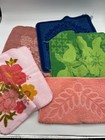 11 Vintage Mcm Bath Towel Lot Floral Geometric Sculpted Cotton Terry