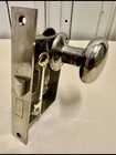 Vintage Brass Door Knob Set With Rosettes  Mortise Lock  And Key