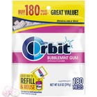 2 Pack  Orbit Bubblemint Sugar Free Chewing Gum  Value Pack - 180 Ct Each Bag  