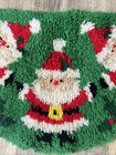 Vintage Merry Christmas Latch Hook Rug Santa Claus Handmade Finished