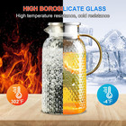 Glass Pitcher W  Lid And Handle 64 Oz 1 9l High Borosilicate Glass Water Pitcher