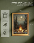 Winter Landscape Wall Art Canvas Print Inch Framed Snowy Forest Campfire 12x16