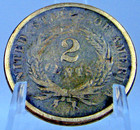 1864  Two Cent Piece Civil War Date Us Copper Coin --- gb483aa-2