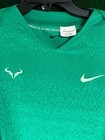 Men s Nike Rafael Nadal Custom Athlete Issued Tennis Shirt Green Fd5407-324