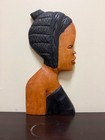 Vintage Hand Carved Wood African Woman Bust Wall Art Handcrafted In Ghana 12 