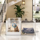 6 Panels Strong Indoor Pet Clear Acrylic Play Pen Whelping Box W  Waterproof Pad