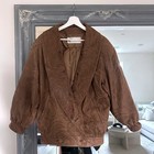 Vintage Leather Somper Bh Brown Embossed Oversized Jacket Anne Klein L