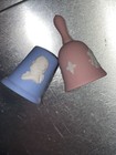 2-vintage Mini Wedgwood Jasperware Blue pink Hand Bell   Thimble