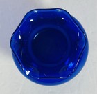 Vintage Cobalt Blue Ruffled Rim Glass Vase