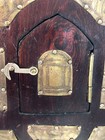 Moroccan Handcrafted Wood   Brass Vintage Wall Hanging W mirror-door  10x7x1