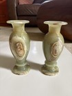 Vintage Green Onyx Marble Vases Decorative Natural Stone Bud Vases - Set Of 2
